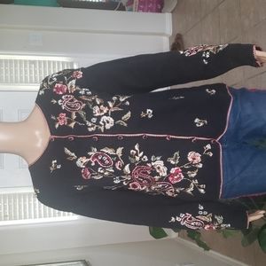 Heirloom collectible s fisherman knit sweater exquisitely embroidered & be…